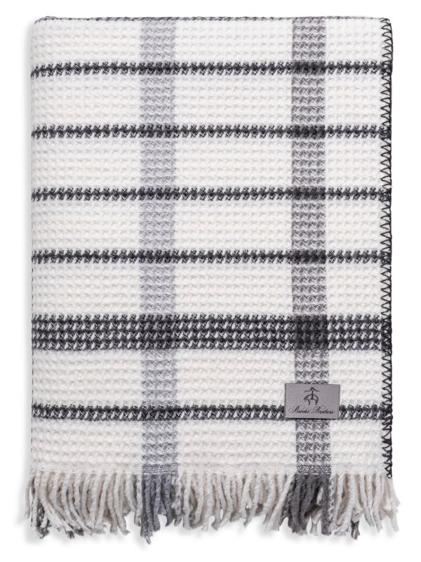 Brooks Brothers Black Tie Checked Throw Blanket
